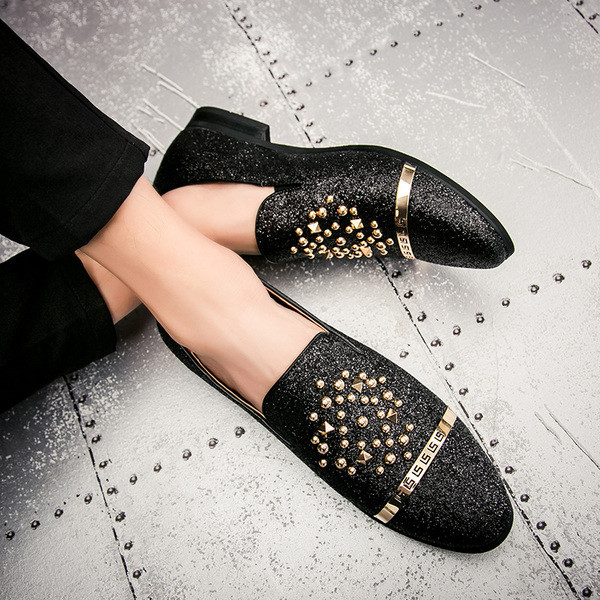 Pantofi de vara barbatesti cu decor metalic in doua culori