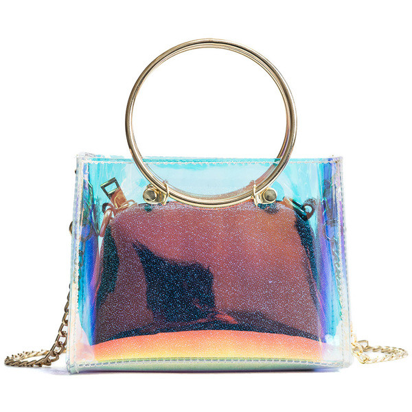 Stílusos női mini táska fém lánccal