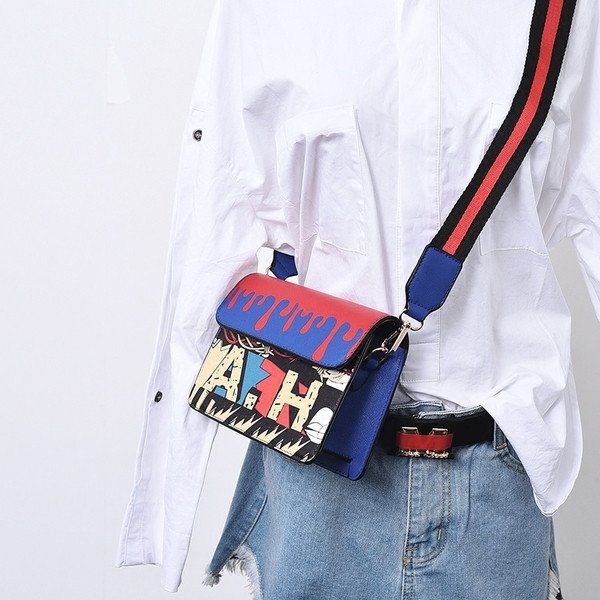 Geanta de dama eleganta din piele ecologica cu imprimeu in trei culori