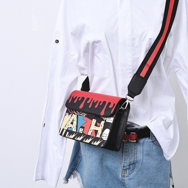 Geanta de dama eleganta din piele ecologica cu imprimeu in trei culori