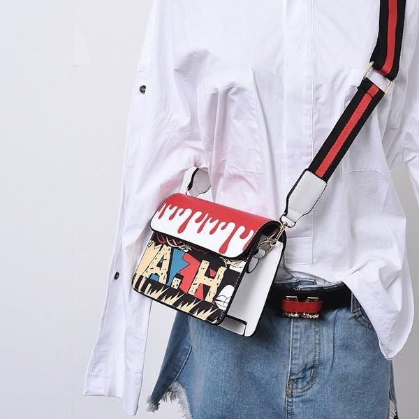 Geanta de dama eleganta din piele ecologica cu imprimeu in trei culori