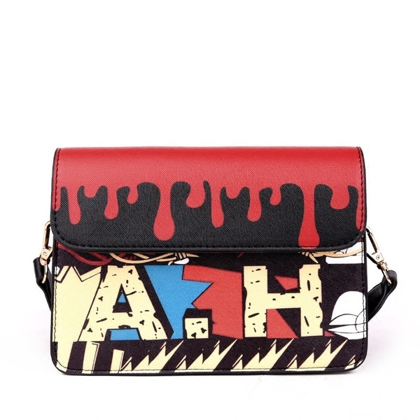 Geanta de dama eleganta din piele ecologica cu imprimeu in trei culori