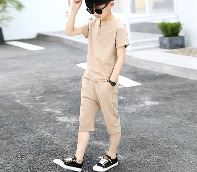 Παιδικό σετ βαμβακιού για αγόρια - μπλουζάκι και σορτς σε τρία χρώματα