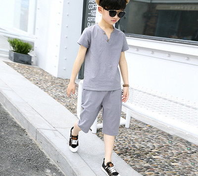 Παιδικό σετ βαμβακιού για αγόρια - μπλουζάκι και σορτς σε τρία χρώματα