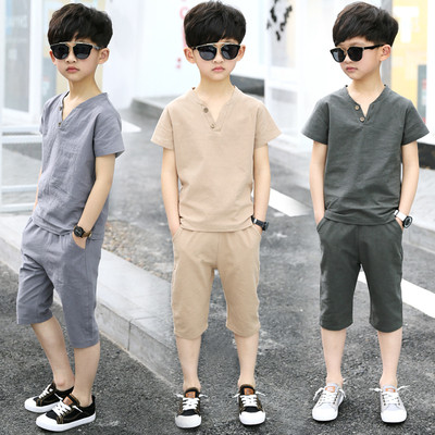 Παιδικό σετ βαμβακιού για αγόρια - μπλουζάκι και σορτς σε τρία χρώματα