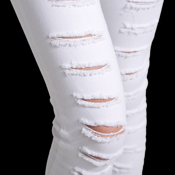 Blugi elastici de dama cu motive rupte in doua culori