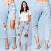 Γυναικεία κλασικά  9/10μήκοσ  τζιν με σχισμένα μοτίβα