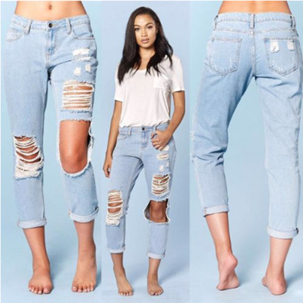 Γυναικεία κλασικά  9/10μήκοσ  τζιν με σχισμένα μοτίβα