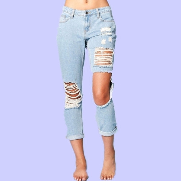 Γυναικεία κλασικά  9/10μήκοσ  τζιν με σχισμένα μοτίβα
