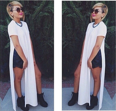 Γυναικείο καλοκαιρινό φόρεμα σε δύο χρώματα με πλευρικές σχισμές