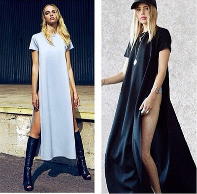 Γυναικείο καλοκαιρινό φόρεμα σε δύο χρώματα με πλευρικές σχισμές