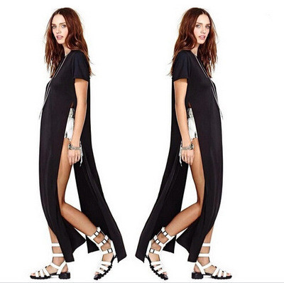 Γυναικείο καλοκαιρινό φόρεμα σε δύο χρώματα με πλευρικές σχισμές