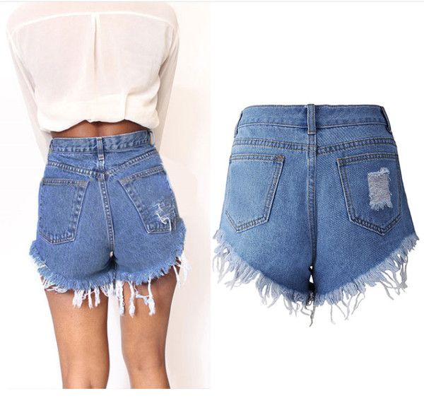 Blugi scurti de dama cu motive rupte