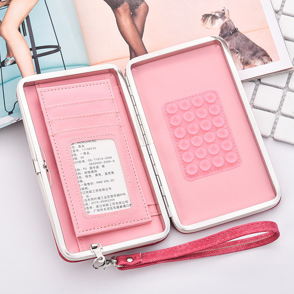 Portofel de dama in mai multe culori imitatie tesatura denim si buzunar decorativ