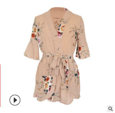 Καλοκαιρινή γυναικεία σαλοπέτα σε τρία μοντέλα με floral μοτίβο και V-neckline