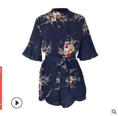 Καλοκαιρινή γυναικεία σαλοπέτα σε τρία μοντέλα με floral μοτίβο και V-neckline