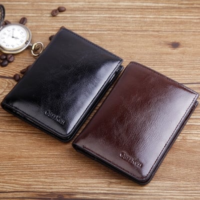 Men`s stylish clean wallet made of eco leather with inner zipper - two models