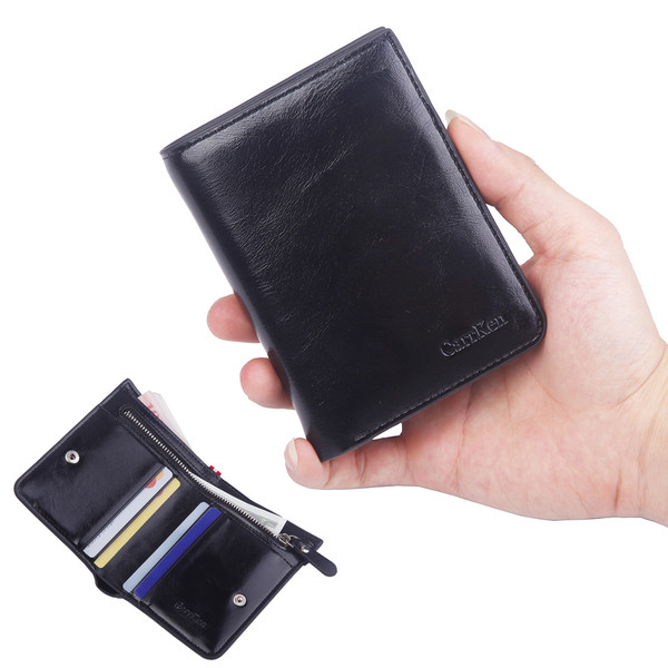 Portofel elegant pentru barbati, curat, din piele ecologica cu fermoar interior - doua modele