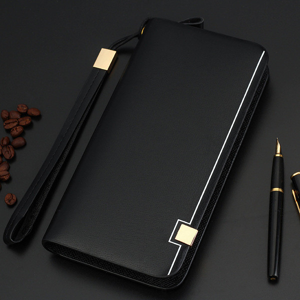 Portofel barbatesc stilat in doua culori cu decor metalic