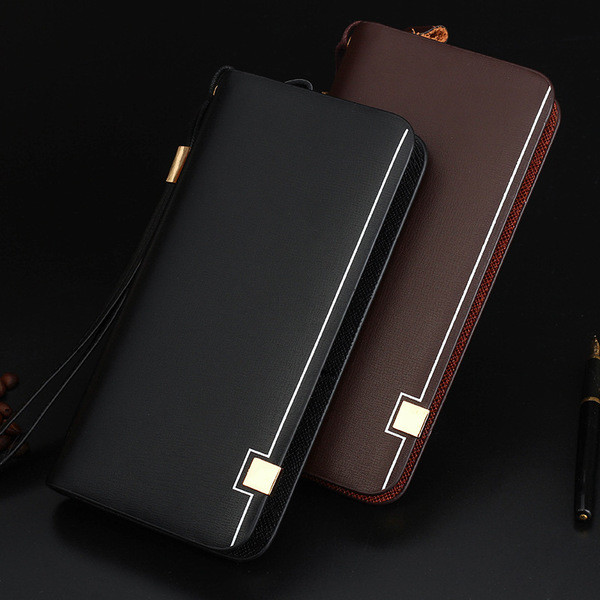 Portofel barbatesc stilat in doua culori cu decor metalic