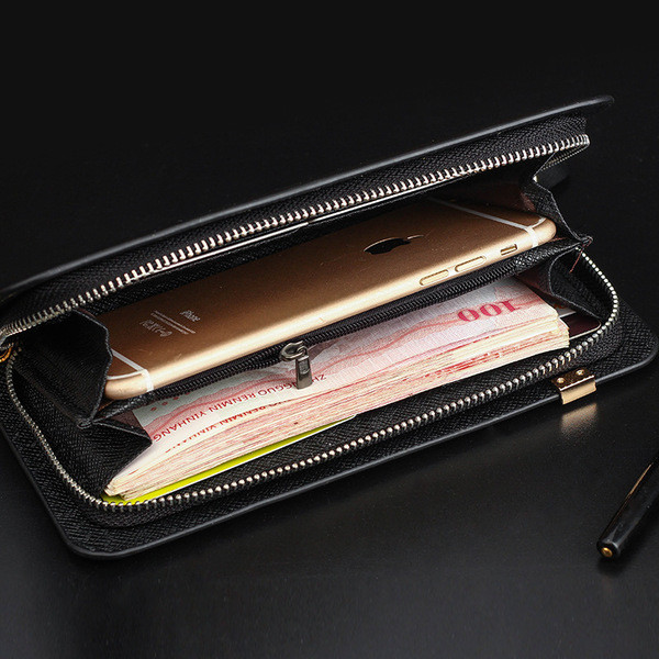 Portofel barbatesc stilat in doua culori cu decor metalic