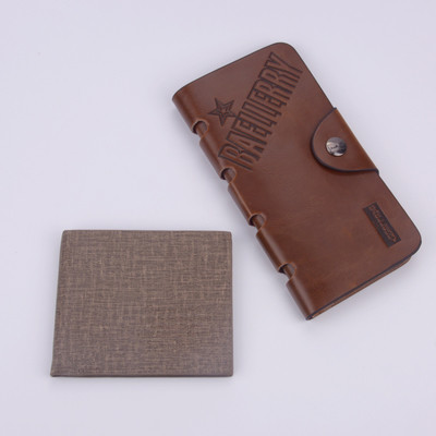 Дълъг мъжки портфейл от еко кожа с различни надписи