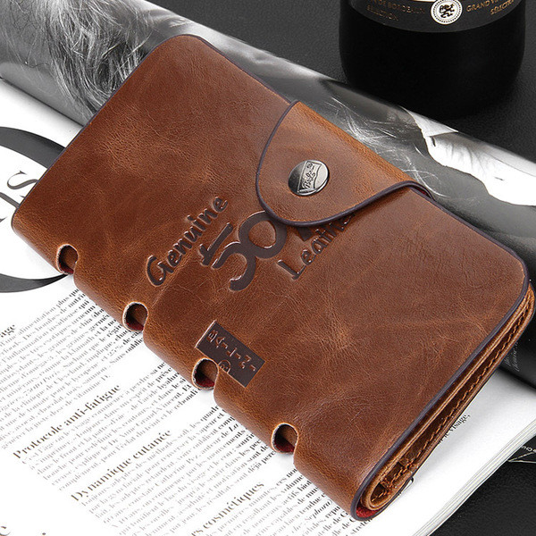 Дълъг мъжки портфейл от еко кожа с различни надписи