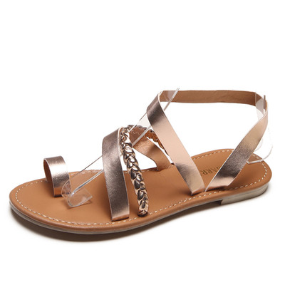 Sandale de dama cu bretele subtiri si talpa plata in trei culori