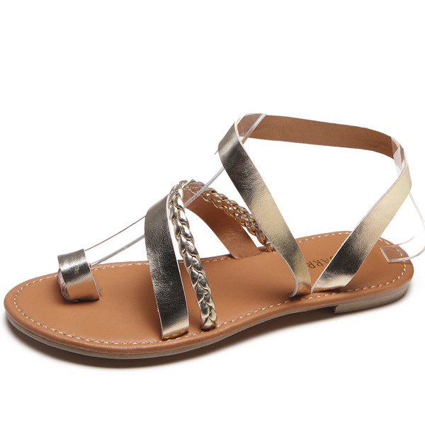 Sandale de dama cu bretele subtiri si talpa plata in trei culori