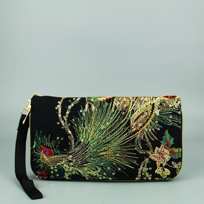 Portofel de dama stilat cu broderie si paiete in trei culori