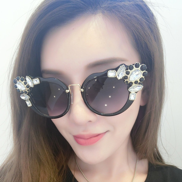 Ochelari de soare de dama cu pietre decorative