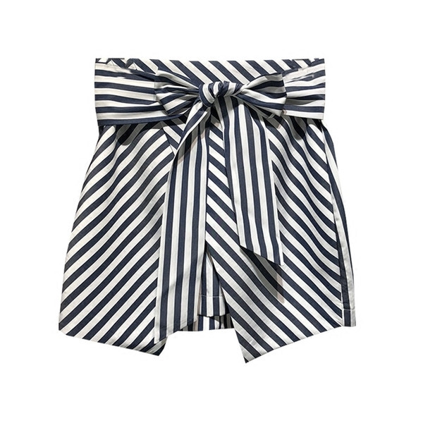 Fusta de damă în dungi, elegantă, cu curea și lungime asimetrică