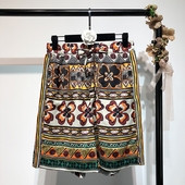 Pantaloni de dama de vara intr-un model larg cu motive colorate