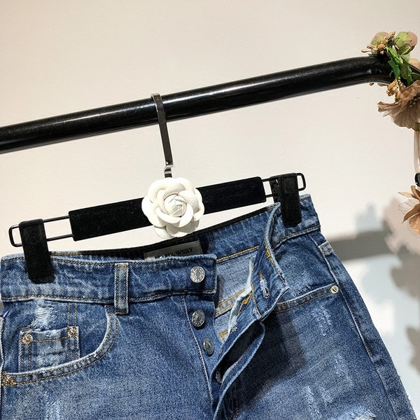 Pantaloni scurti din denim de dama cu talie inalta si rupti