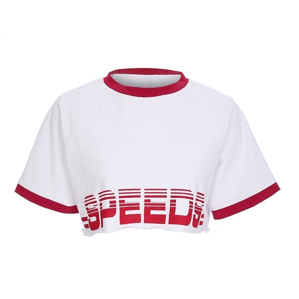 Αθλητικό καθημερινό κοντό μπλουζάκι σε λευκό χρώμα με εκτύπωση