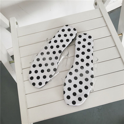 Papuci casual dama in doua culori de puncte cu bretele transparente