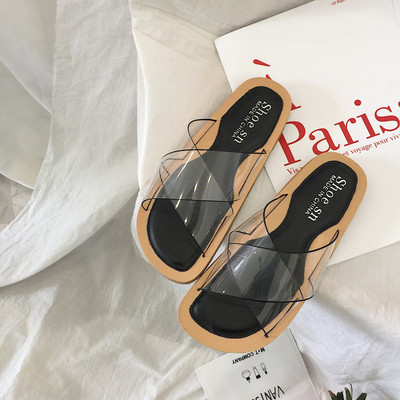 Papuci de dama in trei culori cu bretele incrucisate transparente, potriviti pentru utilizarea de zi cu zi