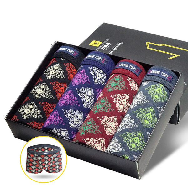 Boxeri barbatesti cu model floral - 4 bucati