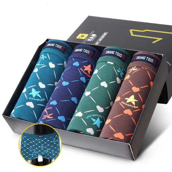 Boxeri barbatesti cu model floral - 4 bucati