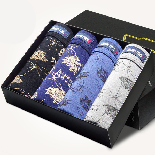 Boxeri barbatesti cu model floral - 4 bucati