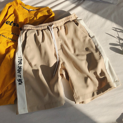 Pantaloni scurți sport casual pentru bărbați, cu margini și inscripție în patru culori