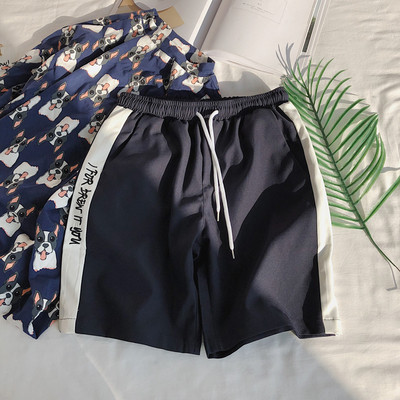 Pantaloni scurți sport casual pentru bărbați, cu margini și inscripție în patru culori