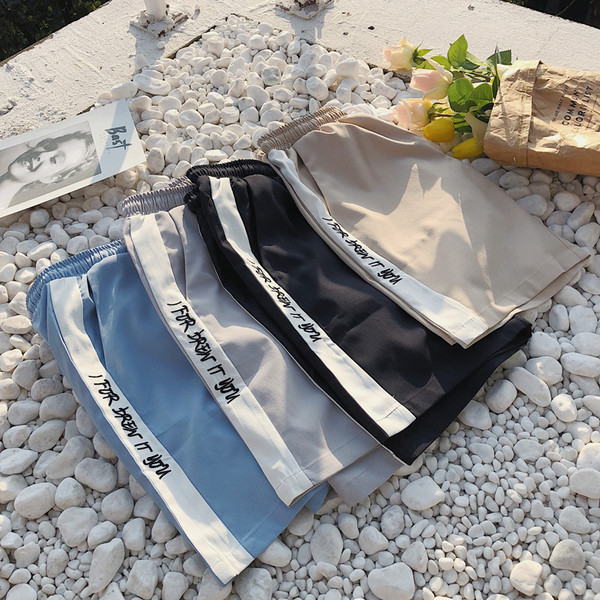 Pantaloni scurți sport casual pentru bărbați, cu margini și inscripție în patru culori