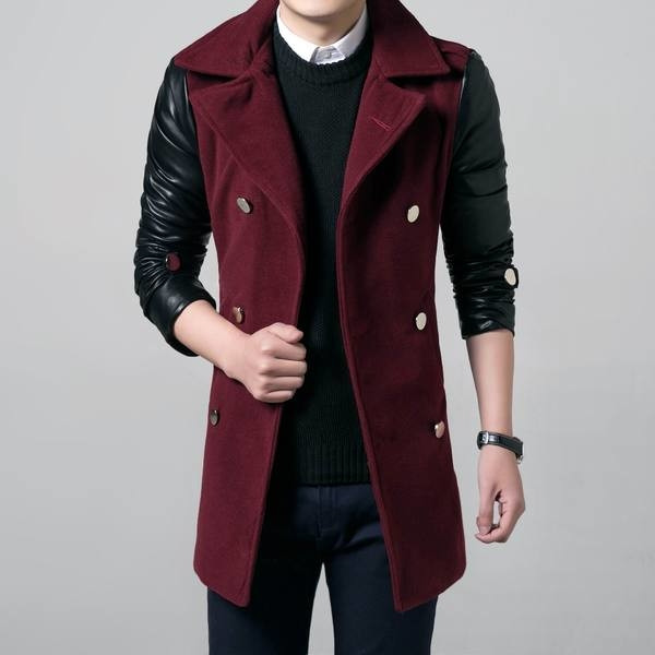 Sport - geaca casual cu nasturi decorativi si maneci din piele