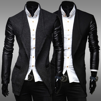 Спортно - елегантно мъжко сако в сив и черен цвят