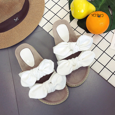 Γυναικείες παντόφλες με επίπεδη σόλα και κορδέλες σε διάφορα χρώματα