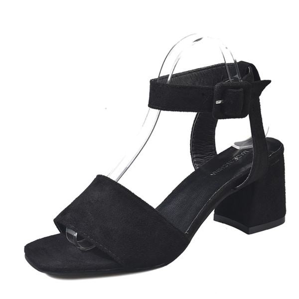 Sandale de damă elegante cu toc negru