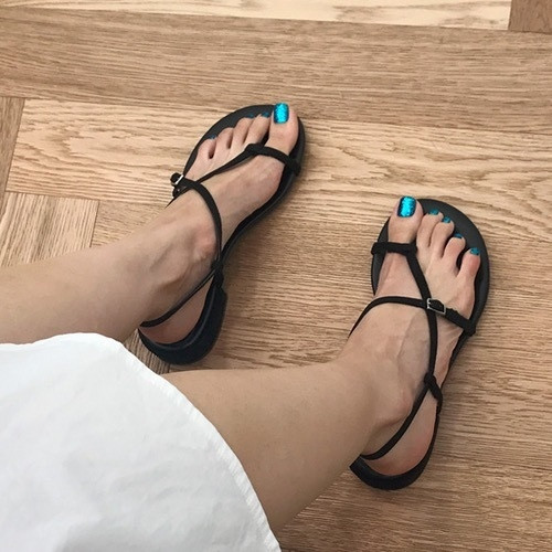 Sandale de dama in doua culori cu bretele subtiri