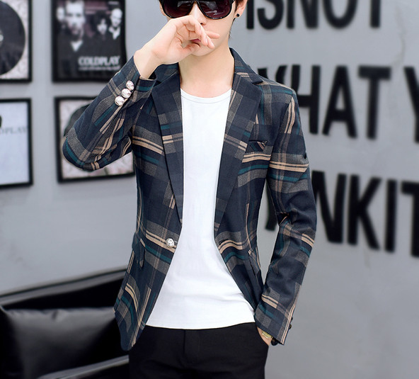 Стилно мъжко сако на каре в два цвята