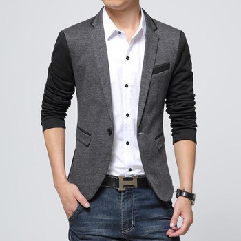 Мъжко спортно-елегантно сако в светло сив и тъмно сив цвят